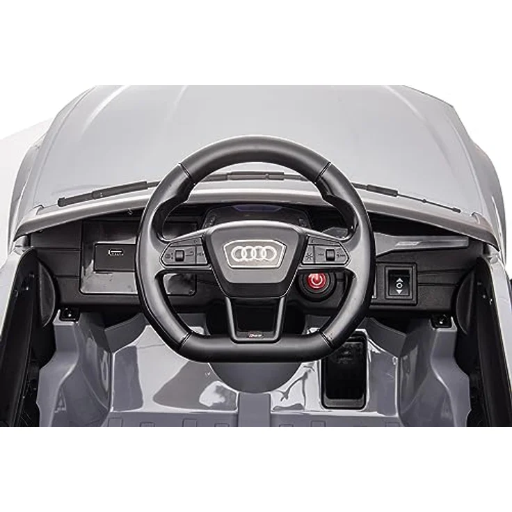 Jamara Elektro-Kinderauto Ride-on Audi RS 6, 12V, 2,4 GHz, offiziell lizenziert, beleuchtetes Armaturenbrett, Bluetooth, USB-Anschluss, Akkustandanzeige, Motorsound, LED-Licht, belastbar bis 30 kg – Bild 4