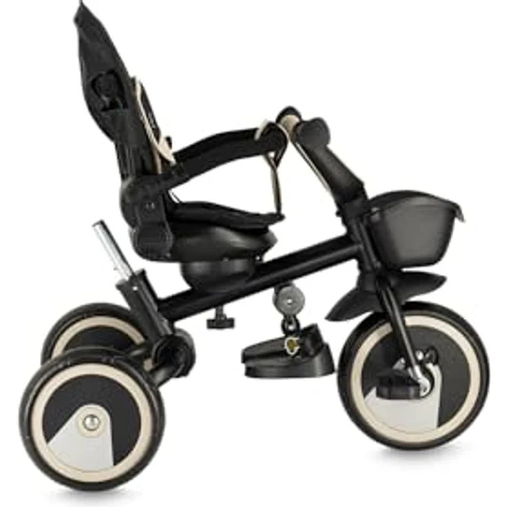 MoMi IVI 3-in-1 Kinderdreirad, beige, mit 360° drehbarem Sitz, Schiebestange & Sonnendach, 3-Punkt-Gurt, PU-Räder – Bild 25