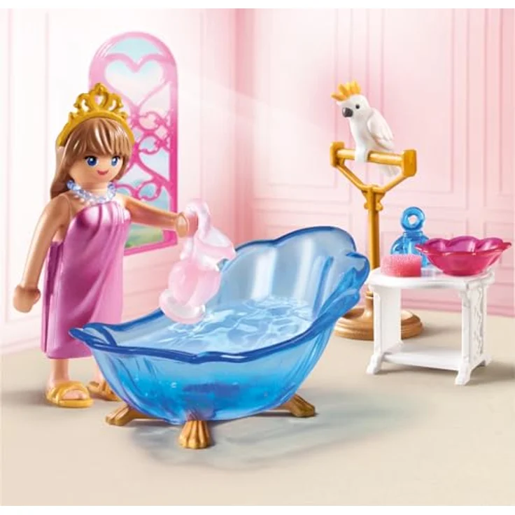PLAYMOBIL 71850 Badezimmer für Prinzessin, mit Badewanne für echtes Wasser und Kakadu-Figur – Bild 2