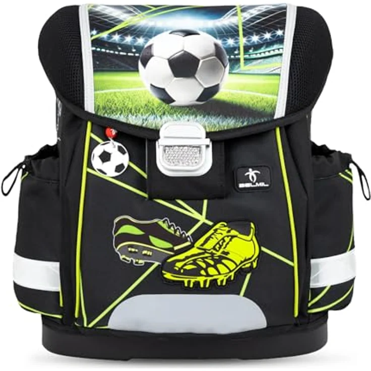 Belmil Schulranzen Set Classy 10-teilig 2025 Jungen Champion's Kick, schwarz/grün, ergonomisch, wasserabweisend, 19 Liter Volumen – Bild 2