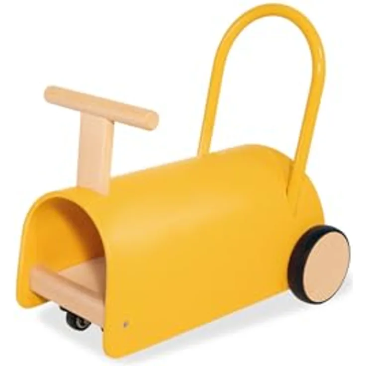 PINOLINO Enzo Kinder Lauflernwagen und Rutschauto, Holz, lebhaftes Gelb, für Kleinkinder ab 1 Jahr