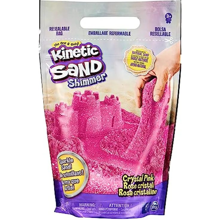 Kinetic Sand Schimmersand Crystal Pink, 907 g - rosa Glitzersand für Indoor-Sandspiel aus Schweden, ab 3 Jahren