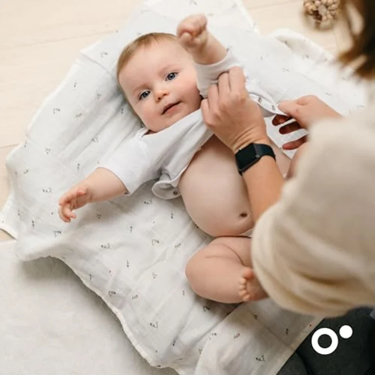 Doomoo 3er-Set Mulltücher Baby, 70x70 cm, Bio-Baumwolle, extra weich & saugfähig, waschbar, Creme – Bild 4