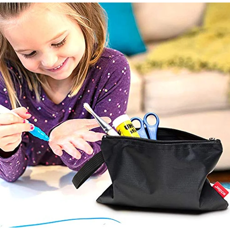 achilles Federtasche, Malstifttasche, Federmäppchen, Schlampermäppchen für Stifte, Studenten-Mäppchen, Bleistiftbeutel, Stifte-Etui, Basteltasche mit Reißverschluss, 25 cm x 17 cm (Schwarz) – Bild 4