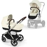 CYBEX Gold Kinderwagen EOS Lux 2-in-1, Reisesystem, Ab Geburt bis 22 kg (ca. 4 Jahre), Seashell Beige
