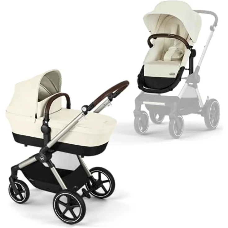 CYBEX Gold Kinderwagen EOS Lux 2-in-1, Reisesystem, Ab Geburt bis 22 kg (ca. 4 Jahre), Seashell Beige – Bild 1