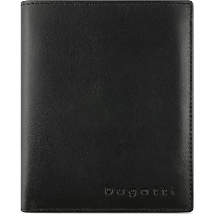 bugatti Super Slim Geldbörse aus echtem Leder - Dünner Geldbeutel mit RFID-Schutz, Schwarz