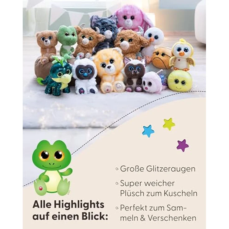NICI GLUBSCHIS Frosch Jummi, Kuscheltier aus weichem Plüsch, 15cm, grün, mit Glubschaugen und langen Schlenkerbeinen, ideales Geschenk für Kinder und Erwachsene – Bild 4