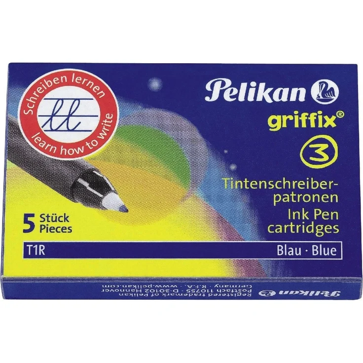 Pelikan Füllhalter Griffix T1R Tintenschreiber, löschbar, auswaschbar, blau, 5er Pack