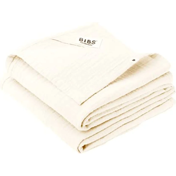 Bibs Muslin Cloth Mulltücher 2-Pack, 100% Bio-Baumwolle, 70x70 cm, Ivory – Bild 1