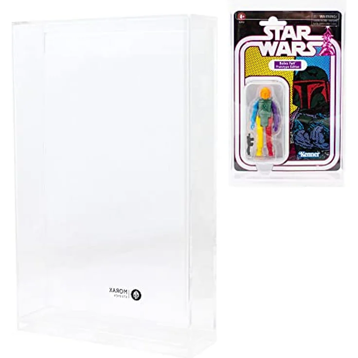 Morax 3x Stavo Flip Acryl Aufbewahrungsbox für Spielfiguren, UV-geschützt, ideale Vitrine für Star Wars Reaction Figuren, 25,5cm x 16cm x 5cm – Bild 1