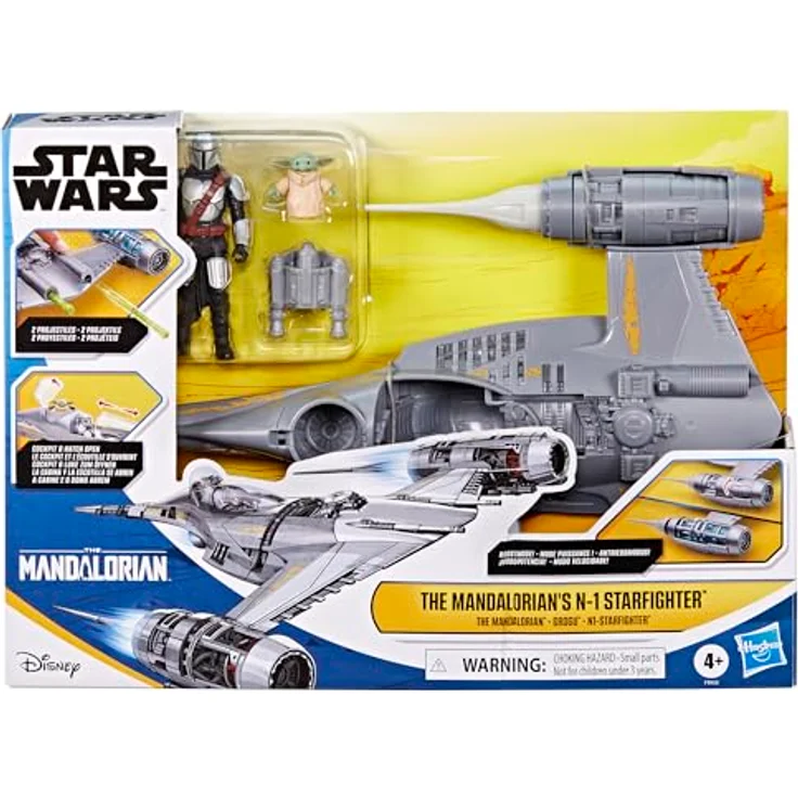 Star Wars Epic Hero Series N-1 Sternenjäger des Mandalorianers, große Action-Figur (10 cm) mit Grogu Figur (3 cm) und abnehmbaren Accessoires, 43 cm langes Raumschiff mit schusssicheren Projektile Öffnungen – Bild 2