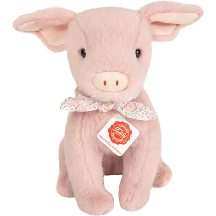 Hermann Teddy Schwein Audrey 23 cm, Kuscheltier mit recycelter Füllung, plüschig weich, geprüfte Sicherheit