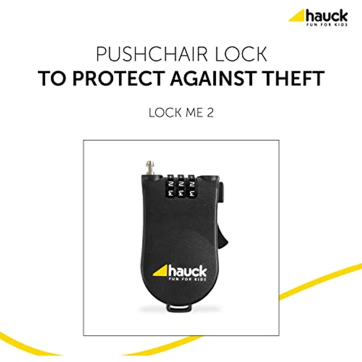 Hauck Lock Me 2 - Kinderwagen Schloss, Schwarz, Zahlenkombinationsschloss, 55 cm Stahlseil mit Aufrollautomatik – Bild 2