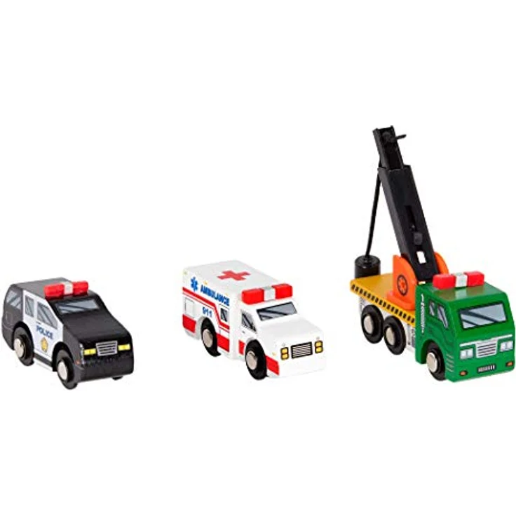 Battat Holzfahrzeuge Set 1, 6-teiliges Spielzeug-Fahrzeug-Set mit Mini-Rettungs- und Baufahrzeugen für Kinder ab 3 Jahren – Bild 2