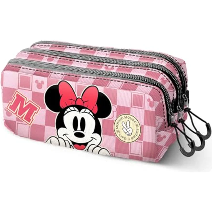 Disney Minnie Maus Journey-Fan Trick-Federmäppchen 2.2, Rosa, 3 Fächer mit Reißverschluss, 23 x 11 cm, widerstandsfähiges Ripstop-Material