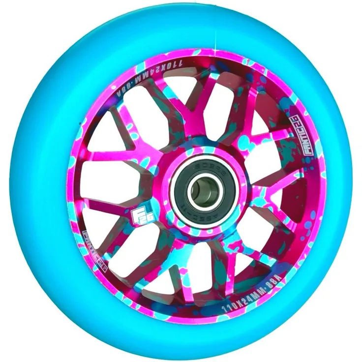 Fantic26 Spy7 Stunt-Scooter, 110mm Rolle mit ABEC-11 Kugellager, Splash Pink/Türkis