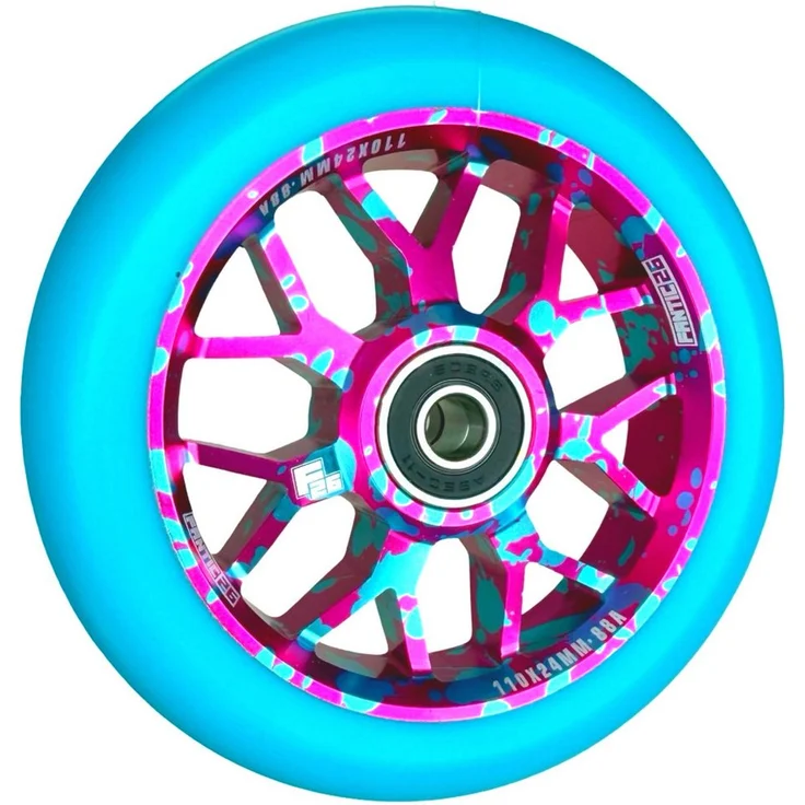 Fantic26 Spy7 Stunt-Scooter, 110mm Rolle mit ABEC-11 Kugellager, Splash Pink/Türkis