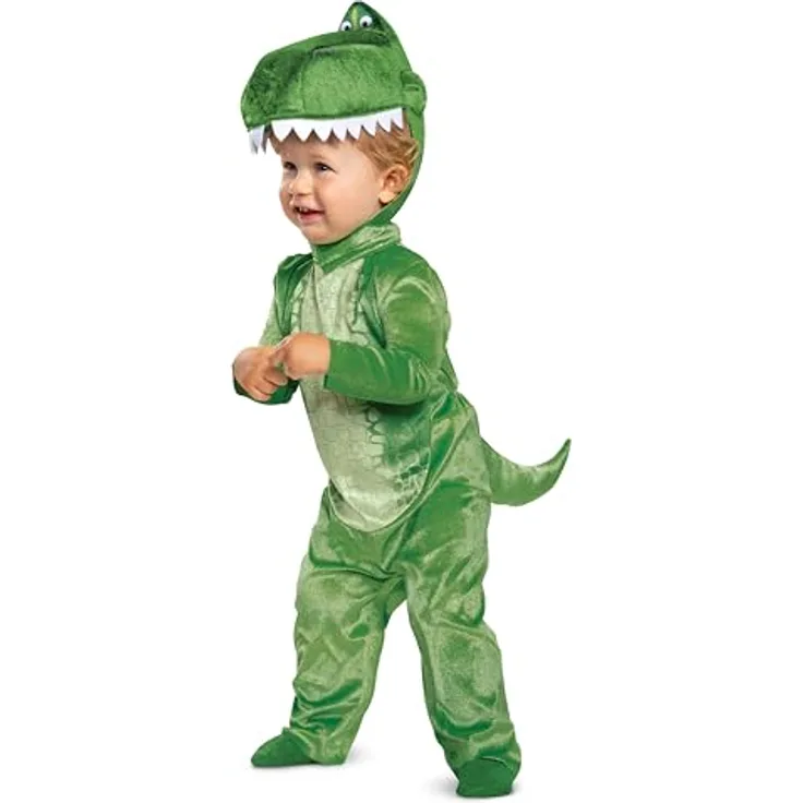 Jakks Pacific DISGUISE Rex Deluxe Infant, grünes Dinosaurier-Kostüm mit abnehmbarem Schwanz und Kopfteil, offiziell lizenziert