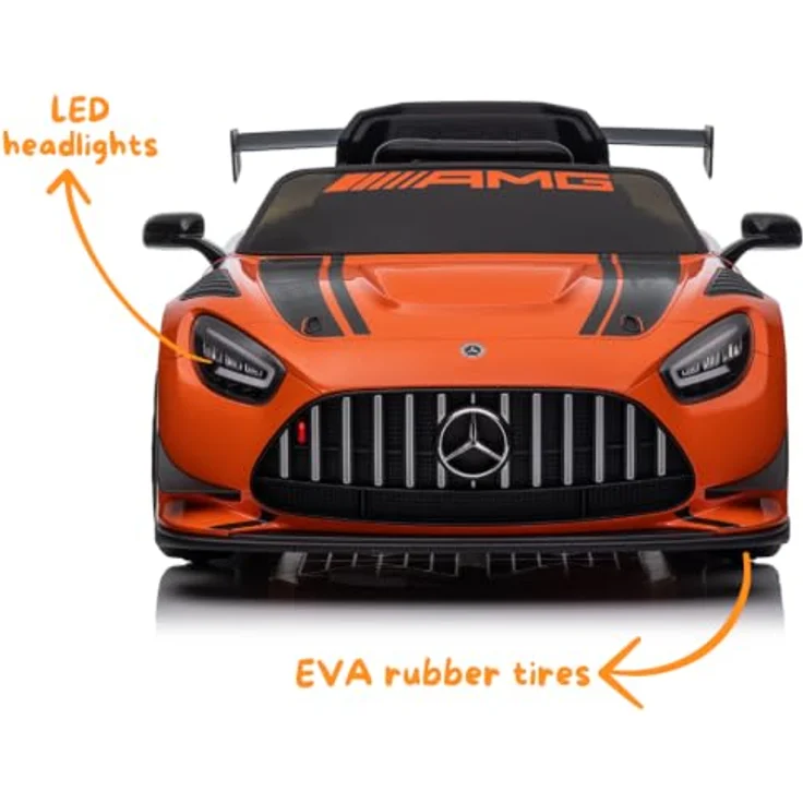 Mercedes Kinder Elektroauto AMG GT3, 12V mit MP3-Player, Sicherheitsgurt, 1-Sitzer, Orange, für 1 bis 6 Jahre – Bild 4