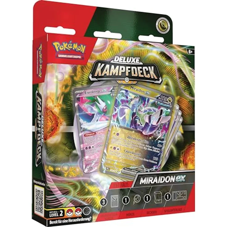 Pokémon Pokémon-Sammelkartenspiel: Deluxe-Kampfdeck Miraidon-ex (mit 3 holografischen Karten & Zubehör) – Bild 1
