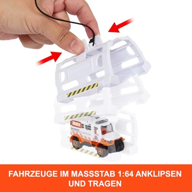 Matchbox Transport Helicopter, Rettungshubschrauber mit durch Bedienung aktivierbarem Propeller, Winde und 1:64 Die-Cast-Rettungswagen, 40 cm – Bild 4