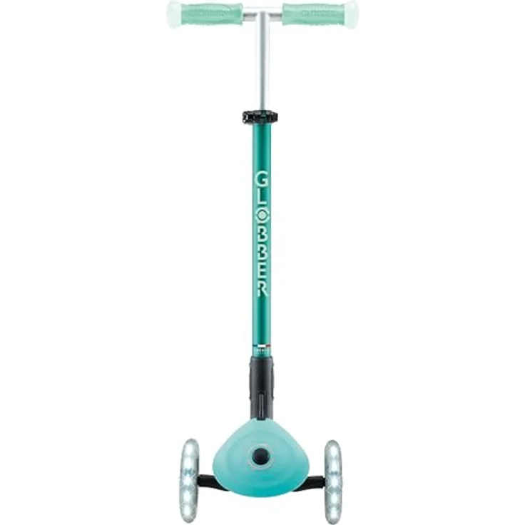 GLOBBER ELITE GLOW LIGHTS – 3-Rädriger Kinderroller mit verstellbarer Lenkerhöhe, LED-Leuchtrollen und Glow-Effekt, dunkelmint – Bild 5