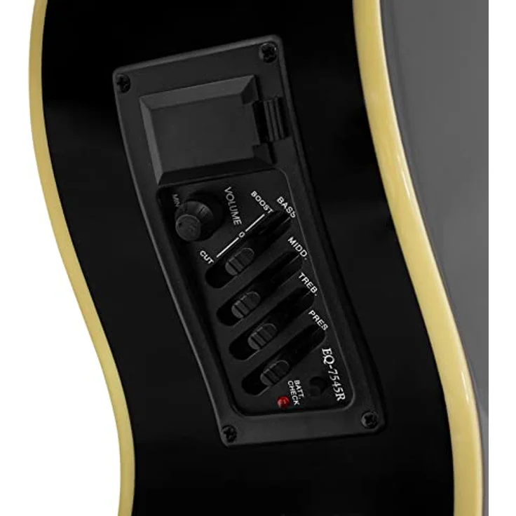 TIGER ACG4-BK Full-Size Elektro-Akustische Gitarre, Paket für Anfänger, mit eingebautem Tuner und EQ - Schwarz – Bild 5