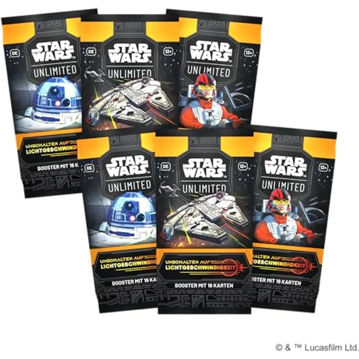 Fantasy Flight Games Star Wars: Unlimited TCG Prerelease-Box "Umschalten auf Lichtgeschwindigkeit", 6 Booster-Packs, exklusive Hyperspace-Karten, ideal für 2+ Spieler, Deutsch – Bild 4