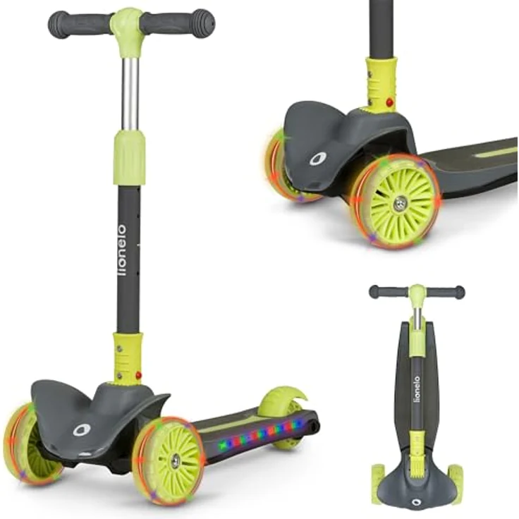 Lionelo Timmy Balance-Roller für Kinder, Dreirädriger Kinderroller mit LED-Plattform, Höhenverstellung und Bremse – Bild 1
