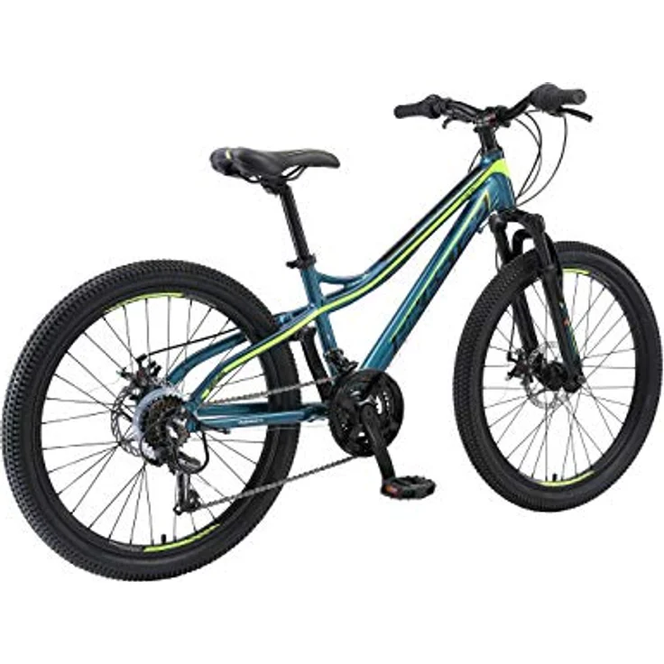 BIKESTAR Alu Mountainbike Jugendfahrrad 24 Zoll ab 9-14 Jahre Hardtail | 21 Gang Shimano Schaltung, Scheibenbremse, Federgabel | Kinder Fahrrad Petrol & Gelb | Risikofrei Testen – Bild 5