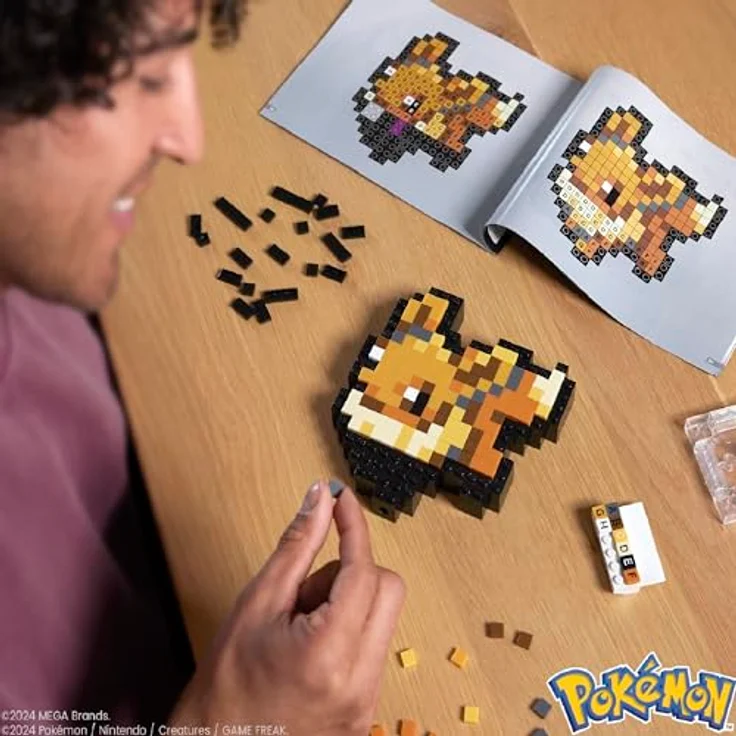 MEGA Pokemon Pixel Evoli HTH78, Sammelfigur zum Zusammenbauen im Retro-Design, kombinierbar mit anderen Pokémon – Bild 2