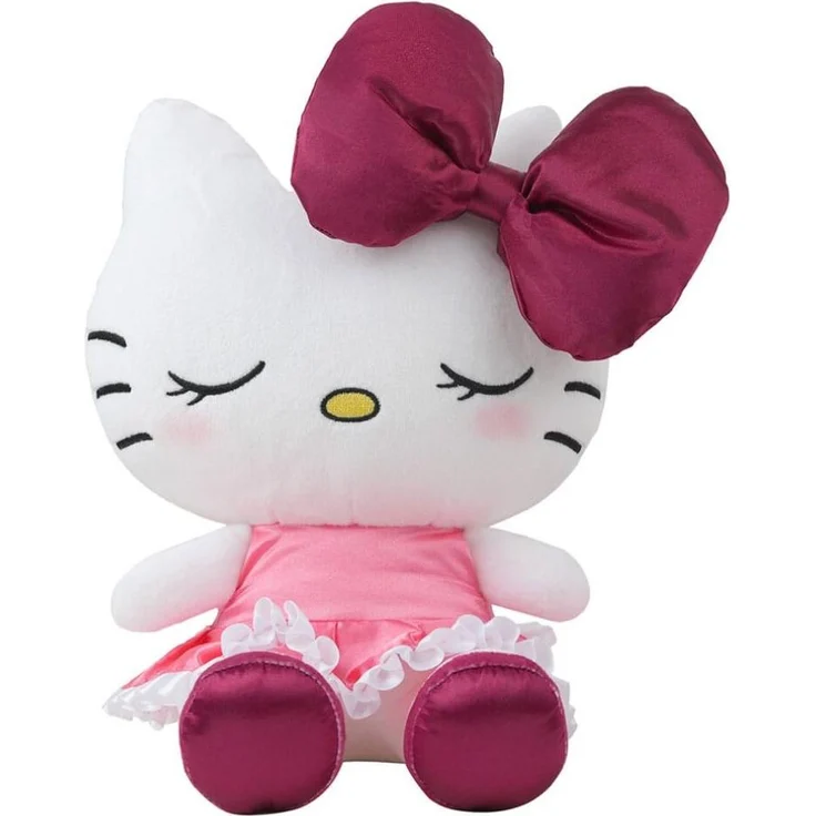 SANRIO Plüschfigur Hello Kitty, rotes Samtkleid, XL 35 cm, hochwertiges und offizielles Plüschtier aus 100% Polyester