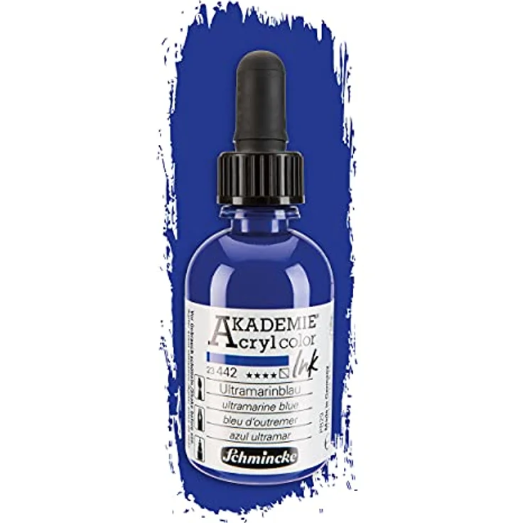 Schmincke AKADEMIE Acryl color INK, Ultramarinblau, 50 ml, pigmentierte Acryltinte für Malen, Schreiben und Airbrush – Bild 2