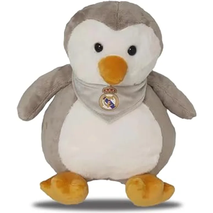 Real Madrid Pinguin-Plüschtier 25 cm, beige, weiches Kuscheltier für Kinder