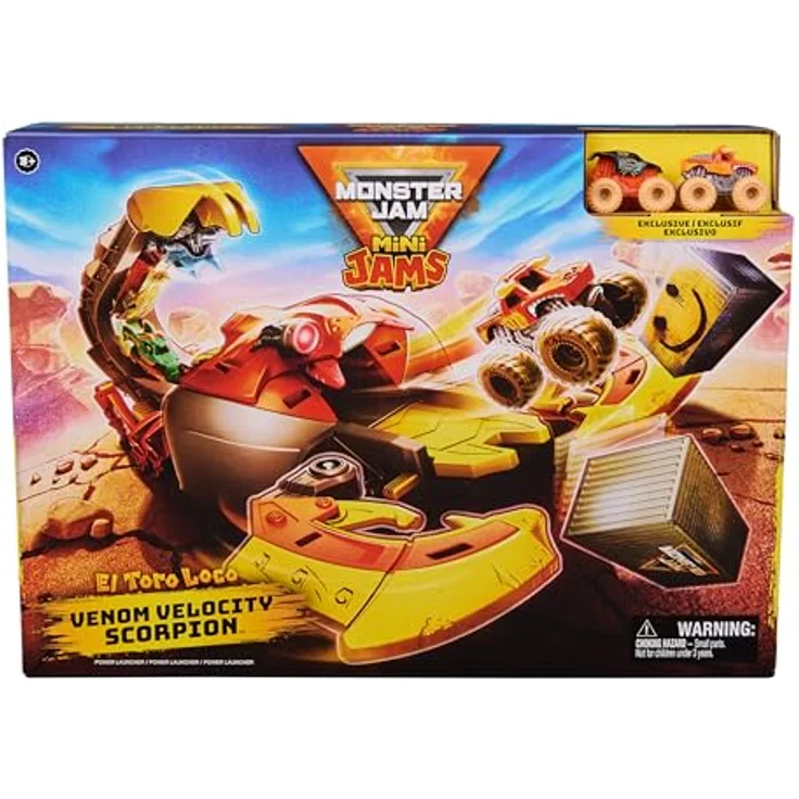 Monster Jam El Toro Loco Venom Velocity Scorpion, Spielset mit 2 Druckguss-Trucks und verstellbarer Rampe, Maßstab 1:87 – Bild 10