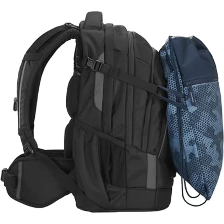 coocazoo Turnbeutel „Geometric Sky”, grau-blau, mit Reißverschlussfach und Kordelzug, reflektierende Elemente, Schlaufen zur Befestigung am Schulrucksack, 10 Liter, ab der 3. Klasse – Bild 2