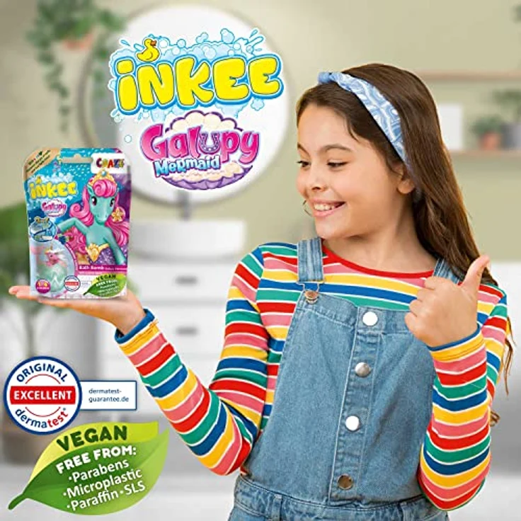 CRAZE INKEE GALUPY MERMAID | 3er Pack Meerjungfrau Badekugeln, 3x Kinder Badebomben mit Überraschung , Einhorn Spielzeug, Blaubeerenaroma – Bild 3