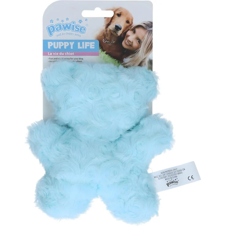 Pawise Puppy Life My Bear Plüschbär für Welpen, kuscheliges Spielzeug mit Quietsche, verschiedene Farben