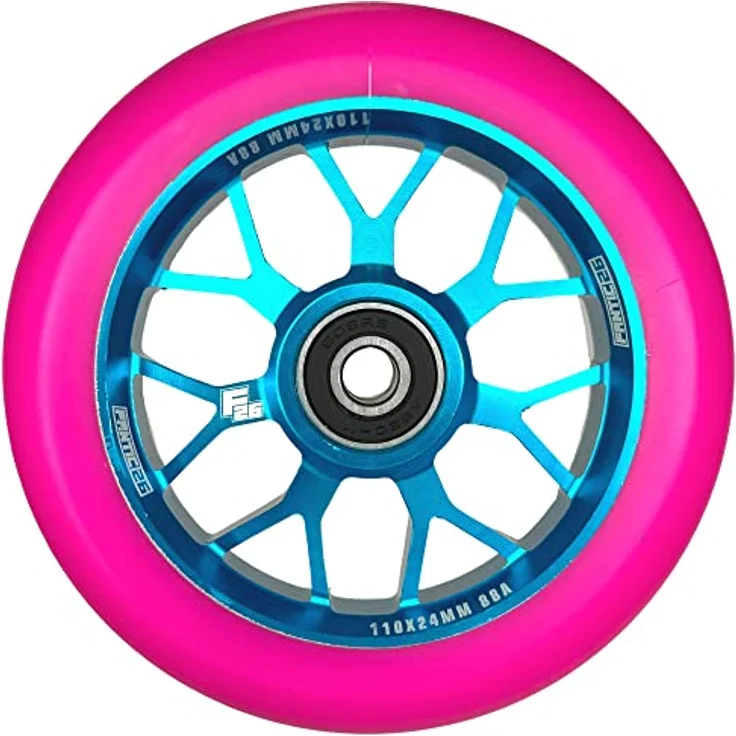 Fantic26 Spy7 Stunt-Scooter Rolle 110mm Abec11 Türkis/Pu Pink – Bild 4