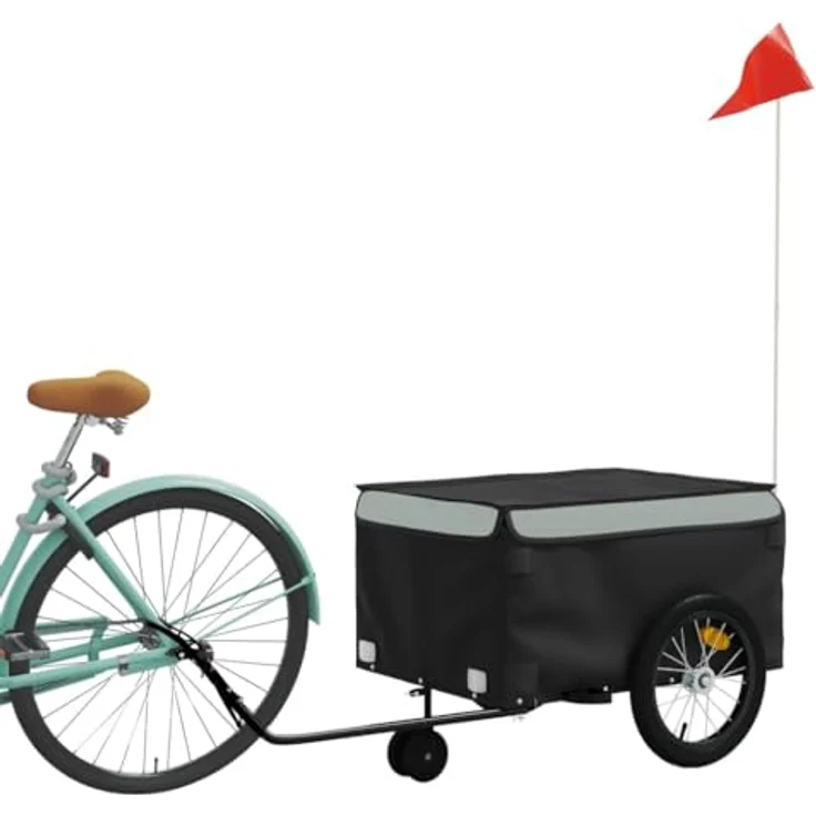 vidaXL Fahrradkinderanhänger, robust und vielseitig, schwarz und grau – Bild 3