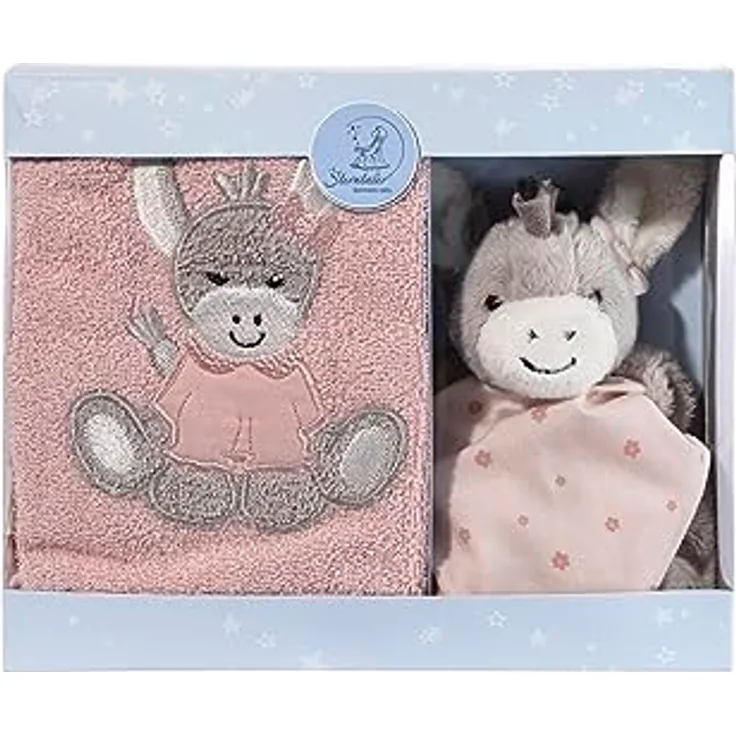 Sterntaler Geschenk Set Esel Emmi Girl flora rose, Kinderhandtuch & Schmusetuch, hautsympathisches Frottee, Rassel & Aufhängeschlaufe