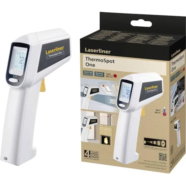 LASERLINER ThermoSpot One, Infrarot-Thermometer mit Ziellaser, berührungslose Messung, nachhaltiges Gehäuse aus recyceltem Kunststoff