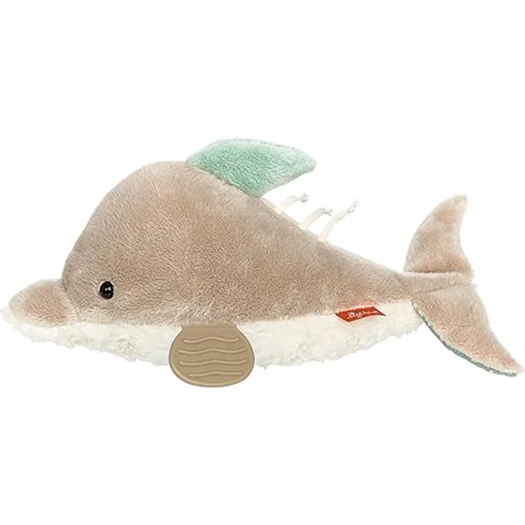sigikid Aktiv-Delfin, Kuscheltier in Gelb mit abwechslungsreichen Spielmöglichkeiten – Bild 1