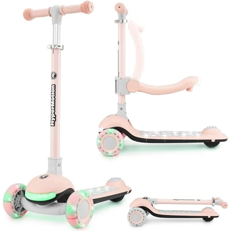 HyperMotion LUMI 3in1 Kinderroller mit LED-Beleuchtung, Sitz höhenverstellbar, klappbar, PolyurethanRäder, T-Bar Lenker, bis 50 kg, blau, für Kinder ab 1 Jahr – Bild 1