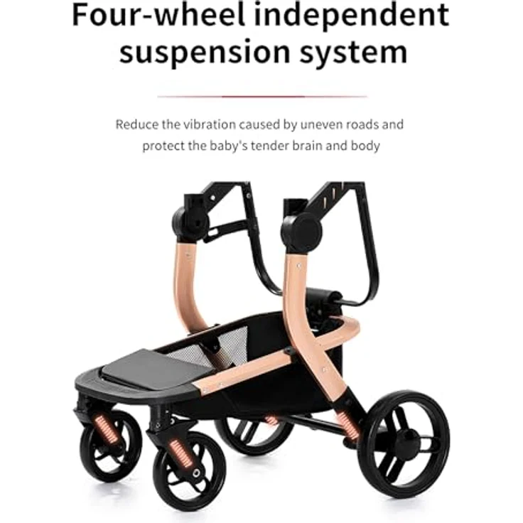 3 in 1 Kombikinderwagen Kinderwagen 3-in-1 Dreirad Lauflernhilfe Hochlandschaft Kinderwagen Faltbarer Kinderwagen Babywagen Babywagen für Baby 0-36 Monate (khaki 518) – Bild 6