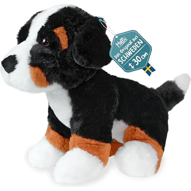 Mollis Kuscheltier - Kuschelhund - 30 cm - Berner Sennen - Weiches Plüschtier für Kinder und Babys