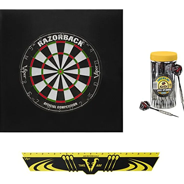 Viper Defender II Rückwand & Spitze aus Sisal/Bristle Dartscheibe Bundle: Elite Set (Razorback Dartscheibe, Defender II Rückwand, Edge Überwurf Line, teilige Steckschlüsselgarnitur Jar Darts)