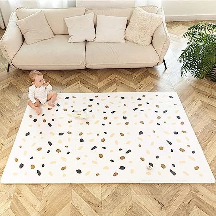 Hakuna Matte große Puzzlematte für Babys 1,8x1,2m – 6 XXL-Platten 60x60cm mit Konfetti-Motiven – 20% dickere Spielmatte in Einer recycelbaren Verpackung – schadstofffreie, geruchlose Krabbelmatte – Bild 1