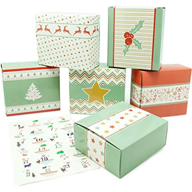Pajoma Adventskalender zum Befllen Box 24 Adventsboxen inklusive 24 Sticker – Bild 2